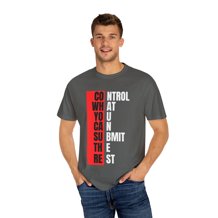 Motivational Unisex Garment-Dyed T-Shirt - Control, Submit, Freedom