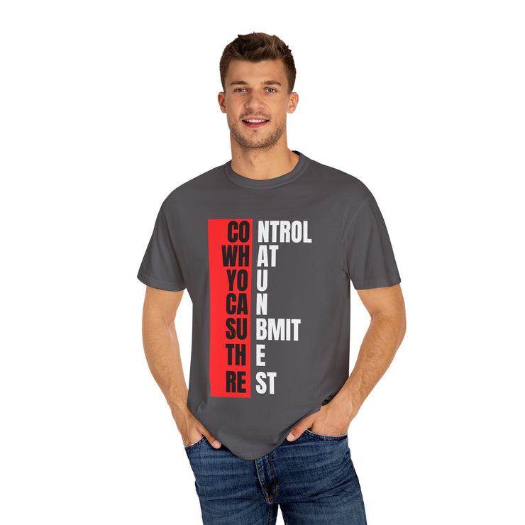 Motivational Unisex Garment-Dyed T-Shirt - Control, Submit, Freedom